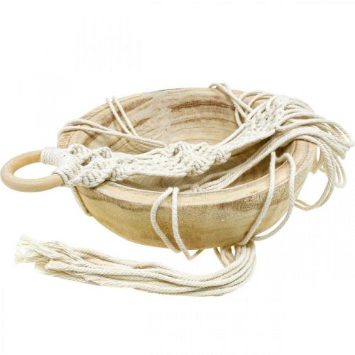 Artículo Cesta colgante de macramé cuenco decorativo estilo boho Ø23cm H90cm