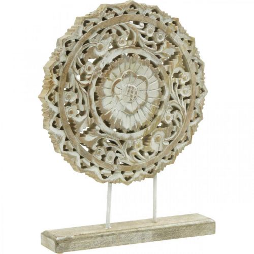 Artículo Mandala para colocar, decoración floral en madera, decoración de mesa, decoración veraniega shabby chic nature H39.5cm Ø30cm