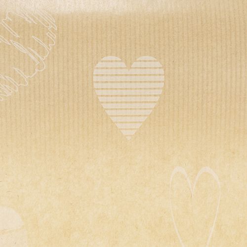 Papel para dobladillos de 25 cm, 100 m, corazones naturales – Papel floral resistente a la humedad | Floristik24.es