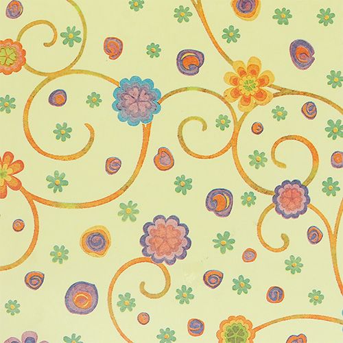 Floristik24 Papel manguito 25cm 100m crema con flores