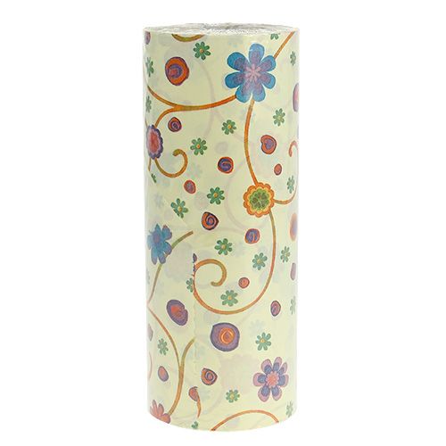 Floristik24 Papel manguito 25cm 100m crema con flores