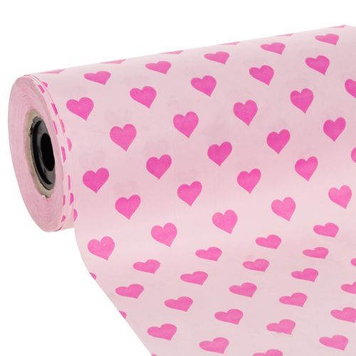 Papel para puños con motivo de corazón, rosa, 25 cm, 100 m