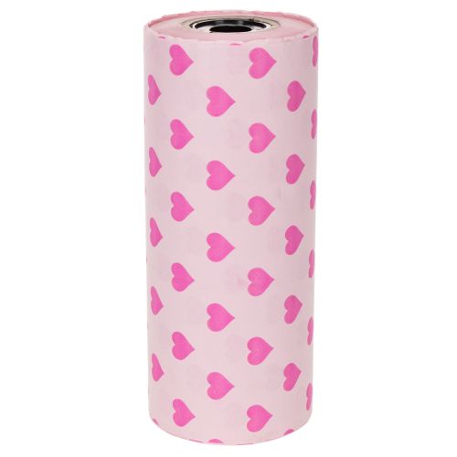 Papel para puños con motivo de corazón, rosa, 25 cm, 100 m | Floristik24.es