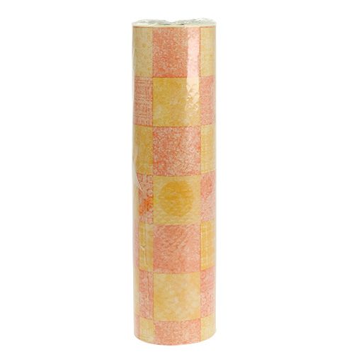 Floristik24 Papel para puños 37,5cm 100m cuadros naranja