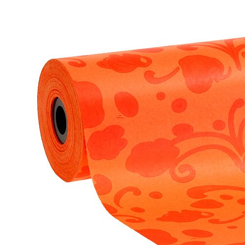 Floristik24 Papel manguito naranja con estampado 25cm 100m