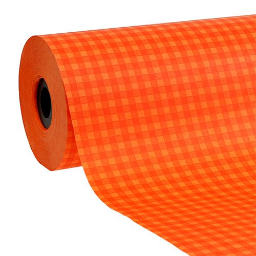 Floristik24 Papel para puños 37,5cm cuadros naranja 100m