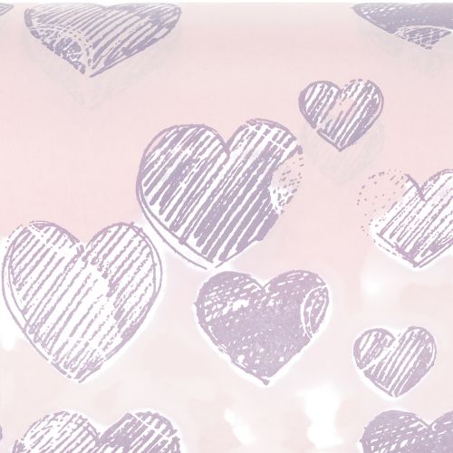 Artículo Papel de regalo floral con motivos de corazones para creaciones florales decorativas, 25 cm x 25 m