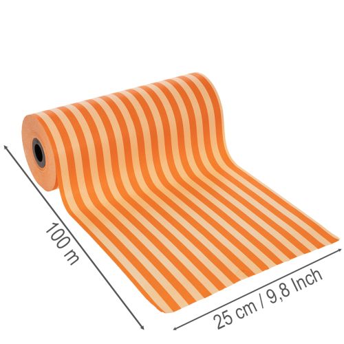Rollo de papel para puños, rayas naranjas, 25 cm x 100 m | Floristik24.es