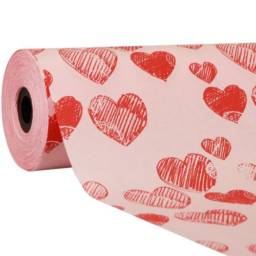 Floristik24 Papel para puños papel de seda corazones rosas 25cm 100m