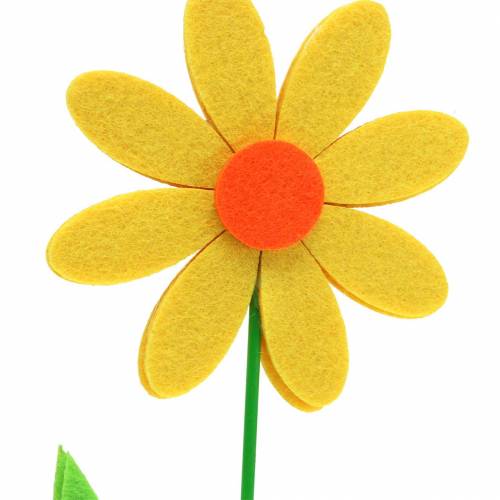 Artículo Flor de fieltro amarillo 27cm 4pcs