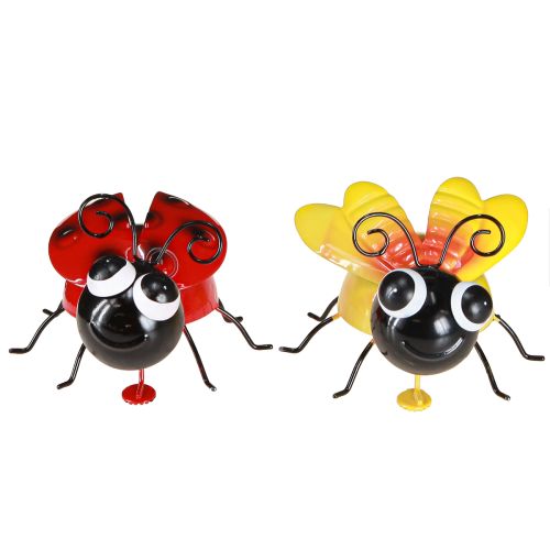 Artículo Decoración de metal con forma de abeja y mariquita con imán, surtido de 9,5 cm, 2 unidades