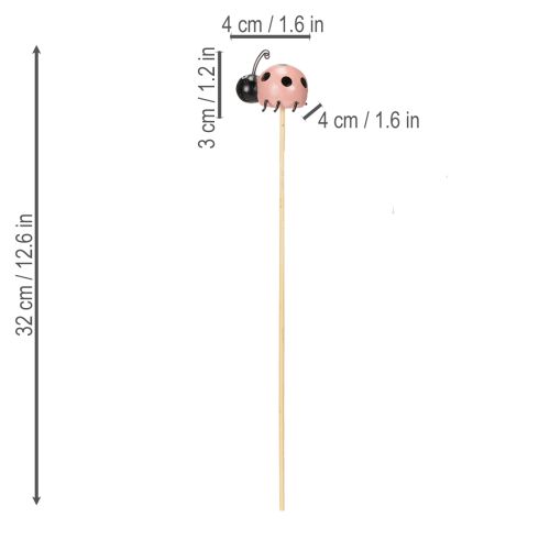 Artículo Figuras decorativas de mariquita para macetas y arreglos florales para decoración primaveral, 32cm, 16 piezas