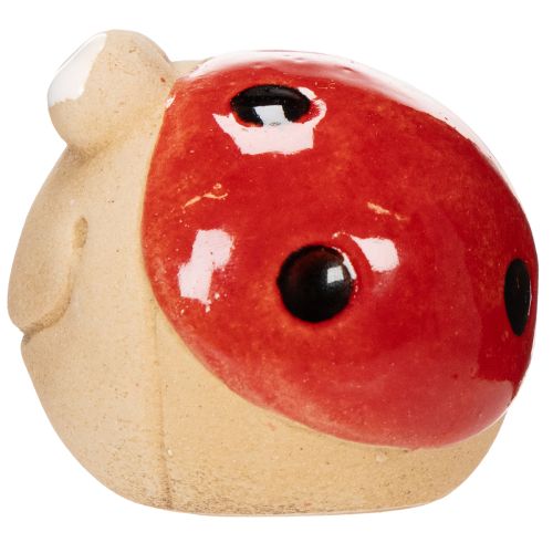 Artículo Figura decorativa de cerámica con forma de mariquita para una alegre decoración de jardín y alféizares, 7 cm, 3 piezas.