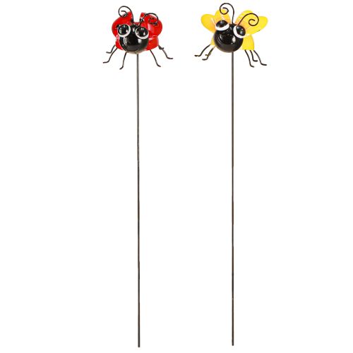 Artículo Mariquita y abeja con palo Decoración de jardín Metal 46cm 2uds