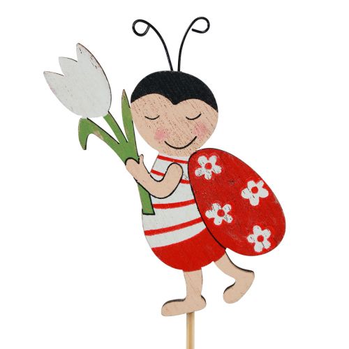 Floristik24 Tapones florales decorativos Ladybug madera metal 8,5cm 12 piezas