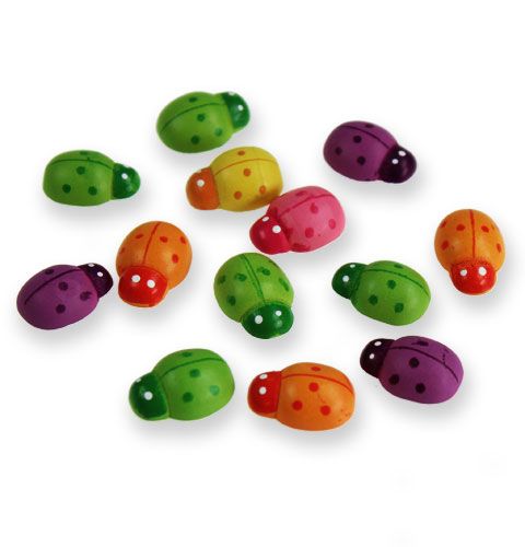 Floristik24 Mariquitas de madera para pegar de 2cm de colores surtidos. 220 piezas