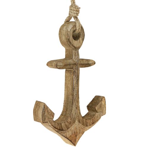 Floristik24 Ancla de Madera Decoración Marítima Ancla de Madera Natural para Colgar 19cm