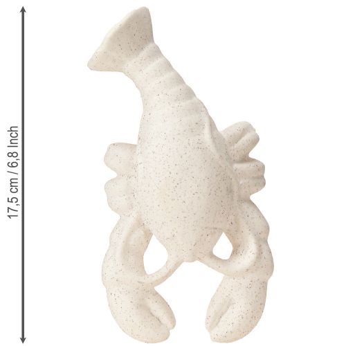 Artículo Figura Decoración Marítima Cerámica Langosta Blanca 17,5×9×3cm