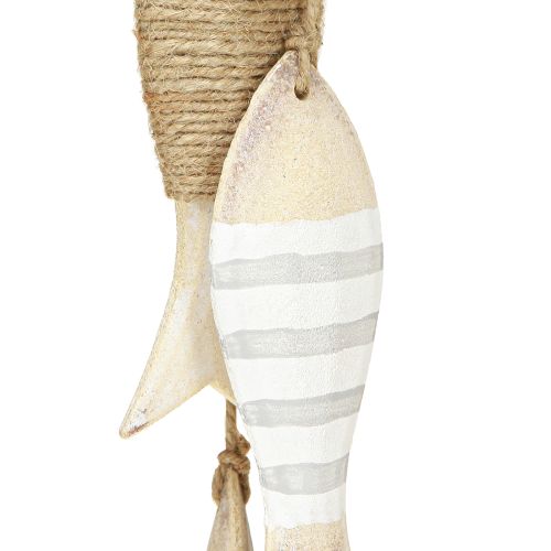Artículo Percha decoración marinera con 6 peces de madera para colgar 88cm