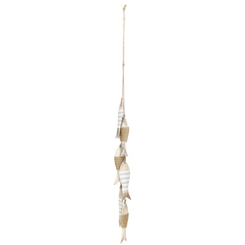 Artículo Percha decoración marinera con 6 peces de madera para colgar 88cm