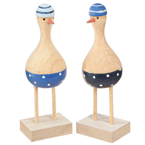 Artículo Gaviotas decorativas marítimas de madera azul azul oscuro Al.14cm 6 piezas