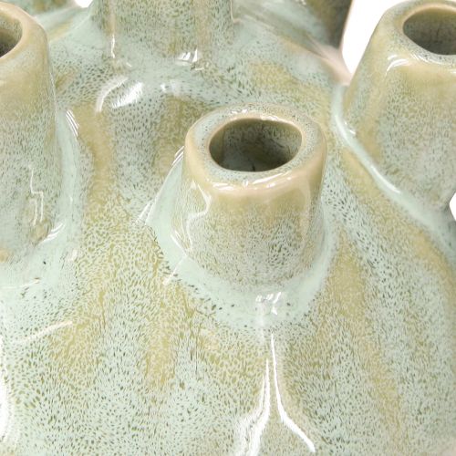 Artículo Jarrón Decoración Marítima Coral Óptica Verde Claro Ø11,5cm H10cm