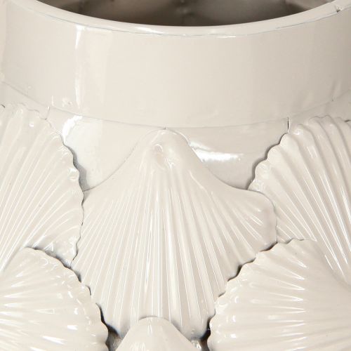 Artículo Jarrón Decoración Marítima Jarrón Metal Conchas Gris Blanco Ø24cm H31.5cm