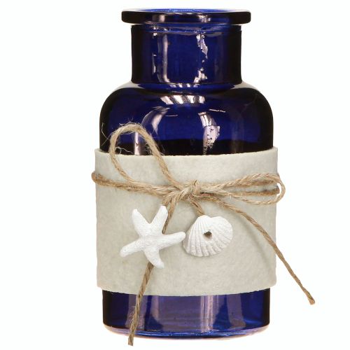 Artículo Jarrones botella marítimos con fieltro azul verde blanco 12,5cm 3uds