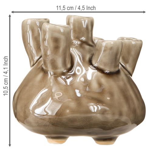 Artículo Jarrón de cerámica marítima efecto coral marrón Ø11,5cm H10cm