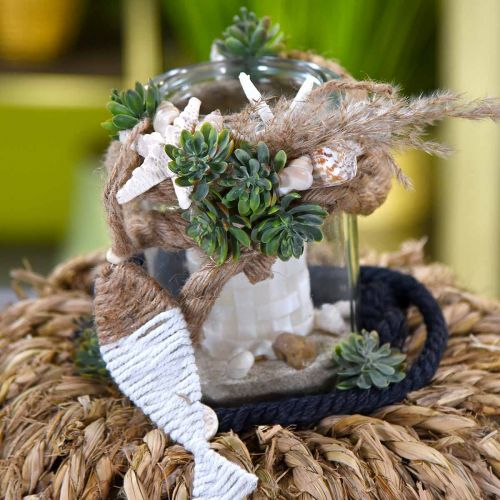 Floristik24 Guirnalda decoración marinera yute 6 peces con estrella de mar 120cm