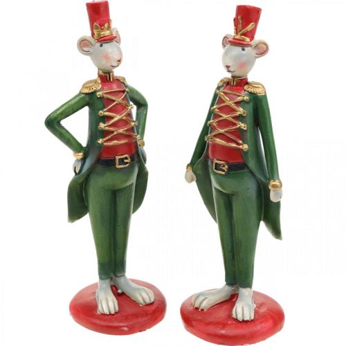 Floristik24 Ratón navideño con figura decorativa, ratón de uniforme 6 × 4,5 × Al 14,5 cm 2 piezas