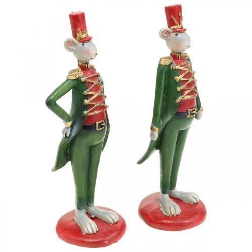 Floristik24 Ratón navideño con figura decorativa, ratón de uniforme 6 × 4,5 × Al 14,5 cm 2 piezas