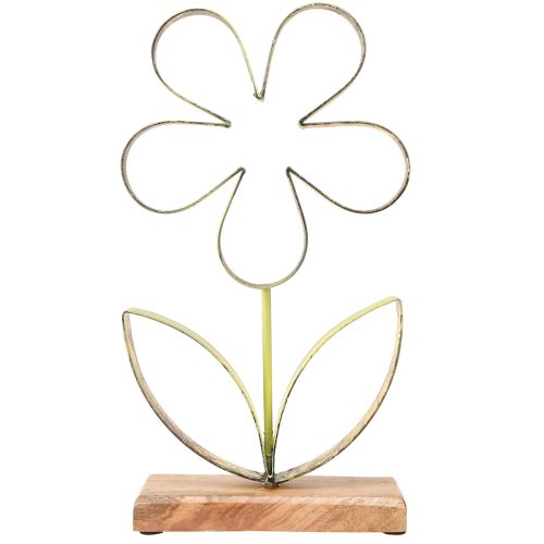 Floristik24 Soporte decorativo de flores de metal verde primaveral dorado Al. 35 cm