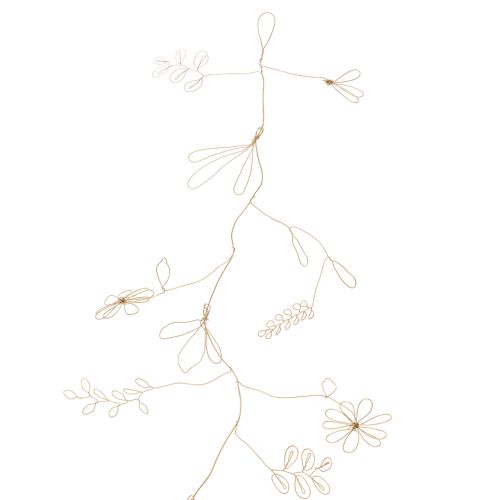 Artículo Guirnalda de flores de metal, alambre para corona de flores, decoración de verano, decoración de pared, dorado, 110 cm