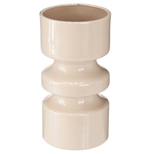 Artículo Jarrón de flores de metal esmaltado en marrón capuchino Ø9cm H17.5cm