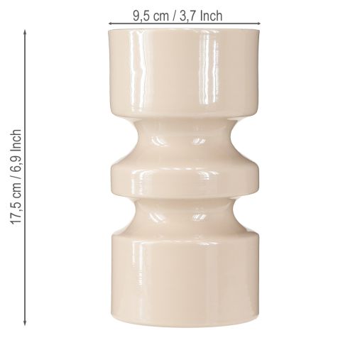 Artículo Jarrón de flores de metal esmaltado en marrón capuchino Ø9cm H17.5cm