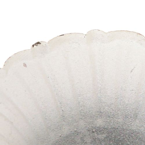 Artículo Vaso Decorativo Metal Pequeño Shabby Chic Blanco Ø8.5cm H8cm 2uds