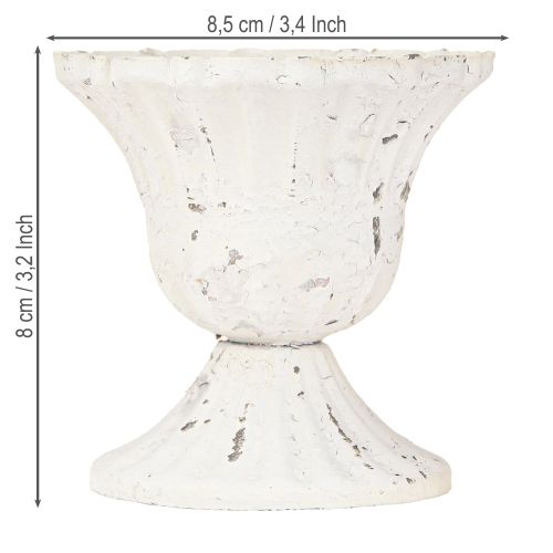 Artículo Vaso Decorativo Metal Pequeño Shabby Chic Blanco Ø8.5cm H8cm 2uds