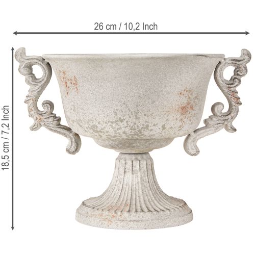 Artículo Trofeo decorativo de metal con asas, color gris óxido vintage, altura 18,5 cm.