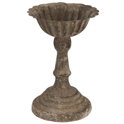 Artículo Cuenco decorativo de metal con pie copa marrón gris antiguo Ø12cm H18cm