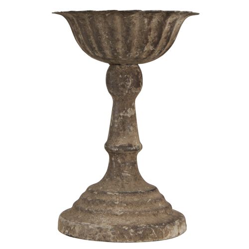 Artículo Cuenco decorativo de metal con pie copa marrón gris antiguo Ø12cm H18cm