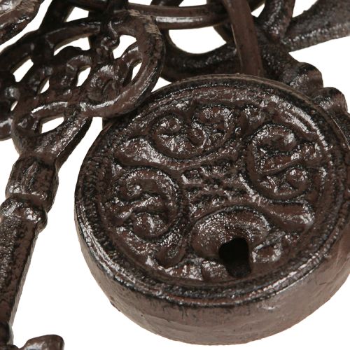 Artículo Juego de llaves decorativo de metal con cerradura en color marrón de 22 cm de alto