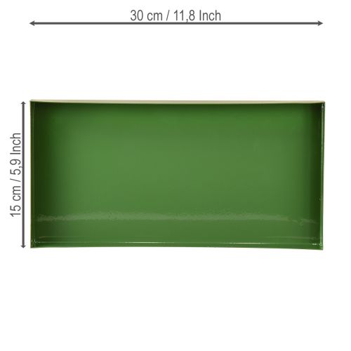 Artículo Bandeja decorativa metálica rectangular bandeja metálica verde 30×15cm