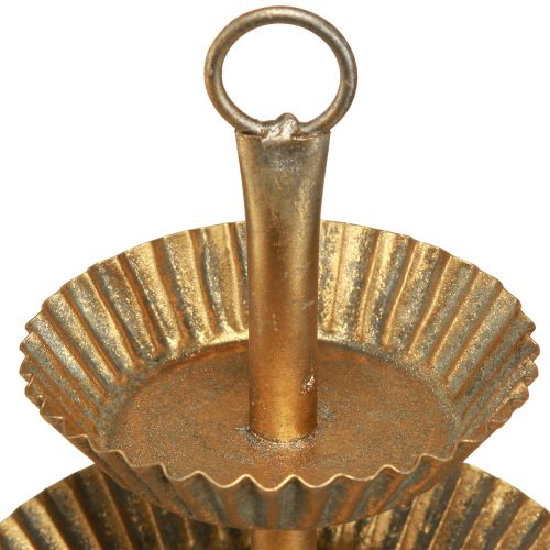 Floristik24 Etagere de metal de 3 niveles dorado antiguo vintage Ø17cm H23cm