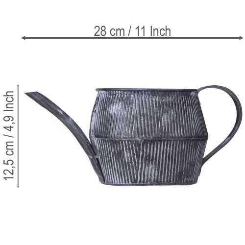 Artículo Jarra de metal con decoración vintage ranuras en color negro H12,5cm