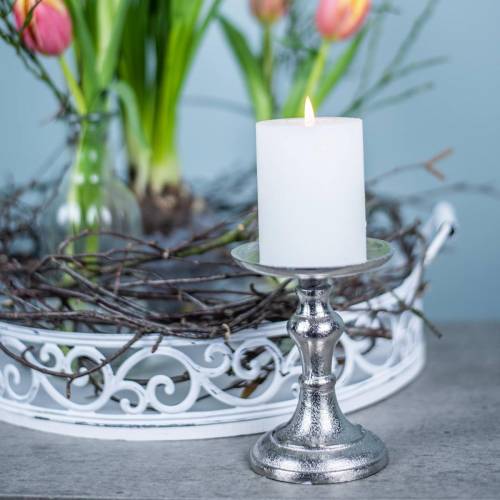 Floristik24 Candelabros de metal para velas de columna, candelabros, candelabros de plata