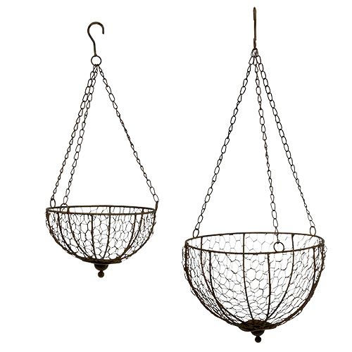 Floristik24 Juego de 2 cestas de metal para colgar Ø17.5cm - Ø22.5cm