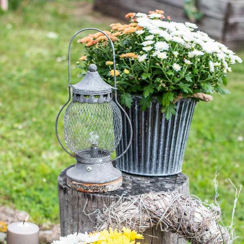 Floristik24 Farol de metal, lámpara LED, Shabby Chic Ø16cm H33.5cm
