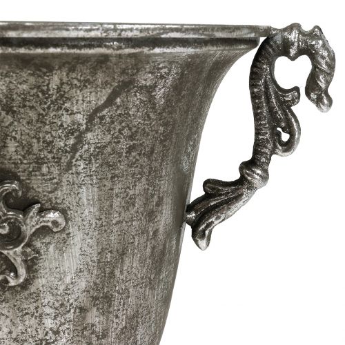 Floristik24 Taza de metal plata envejecida Ø20.0cm H30cm