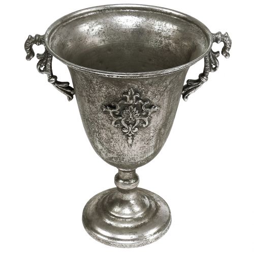 Floristik24 Taza de metal plata envejecida Ø20.0cm H30cm